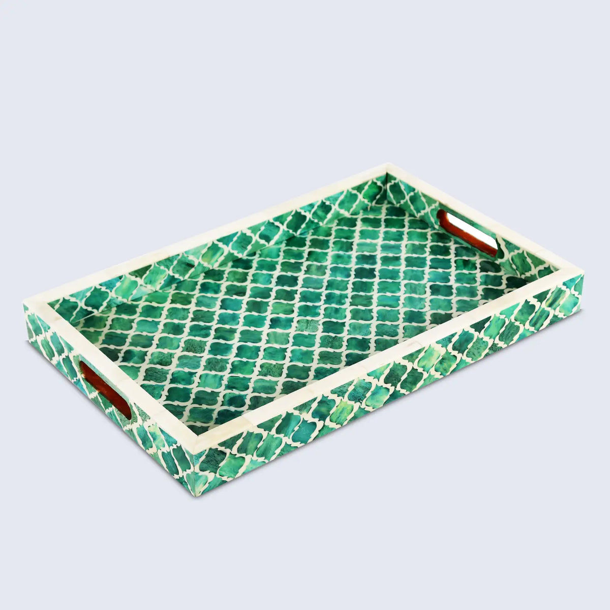 Moroccan Green & White Decorative Tray | 3 Sizes