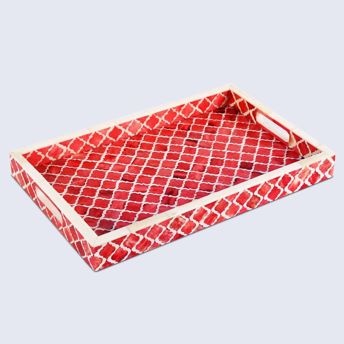 Moroccan Red & White Decorative Tray | 3 Sizes