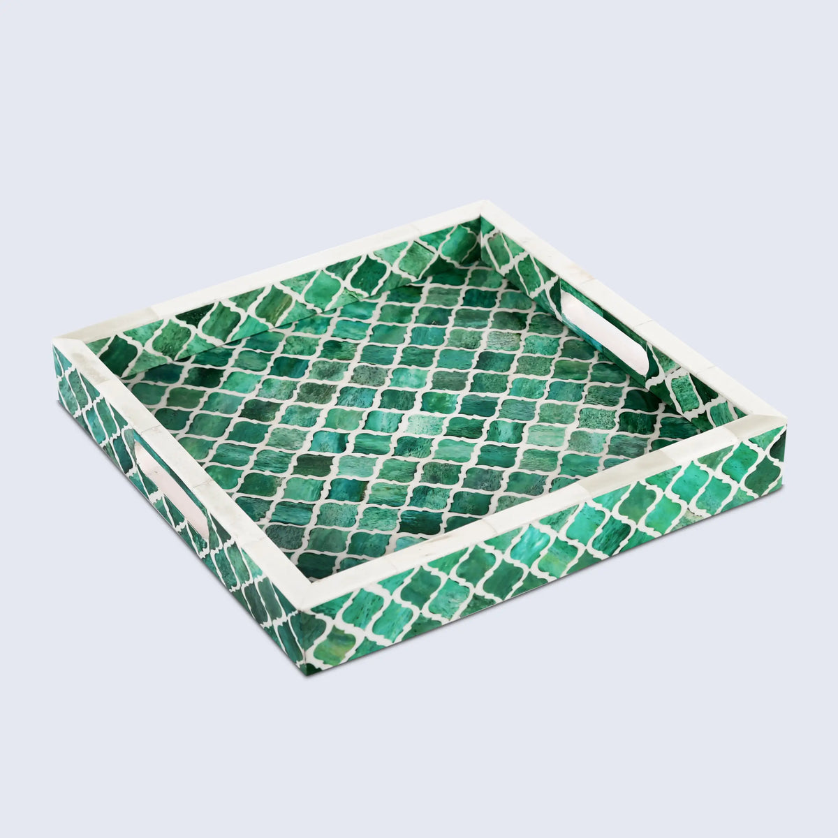 Moroccan Green & White Decorative Tray | 3 Sizes