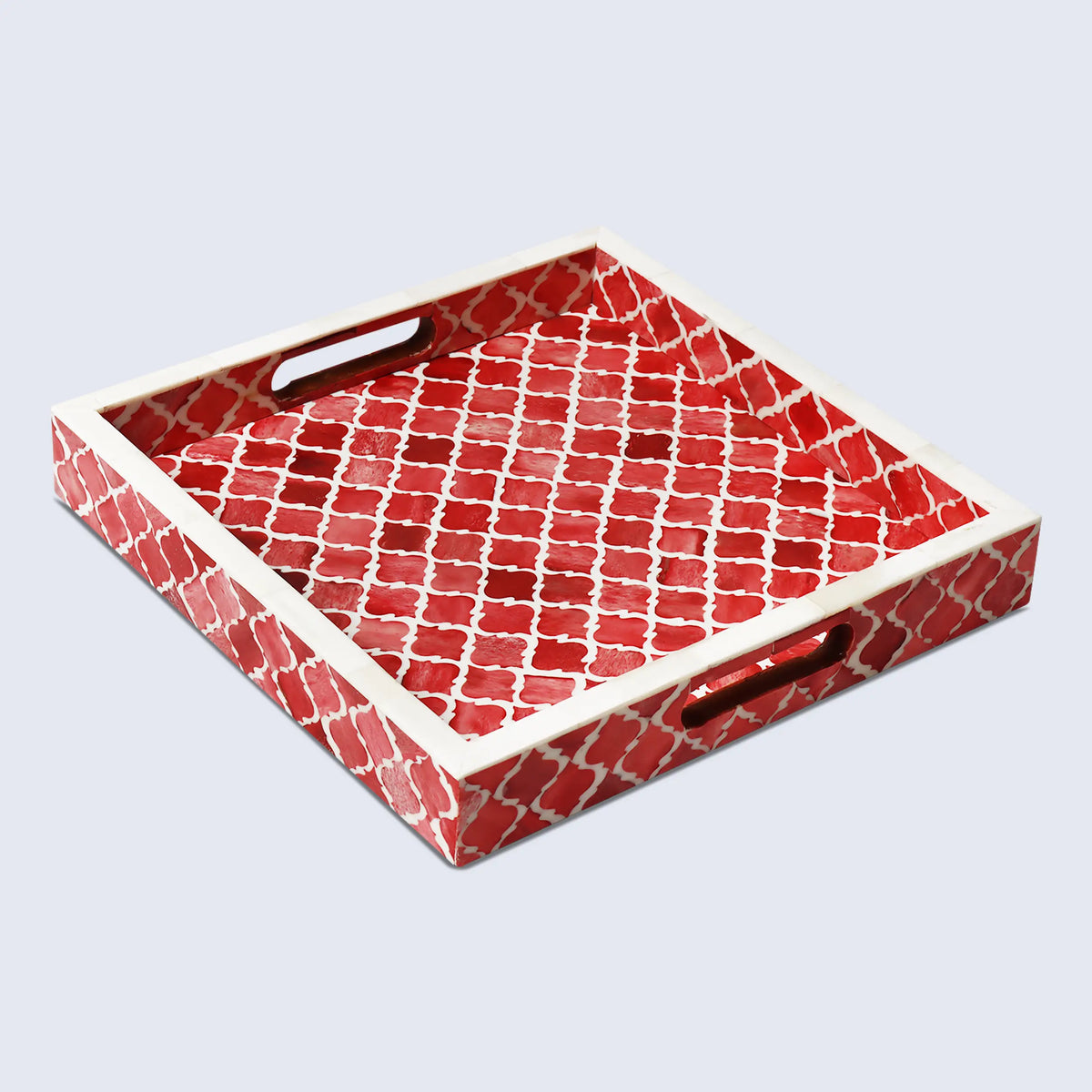 Moroccan Red & White Decorative Tray | 3 Sizes