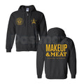 Makeup & Meat Chocolate Zip-Up Hoodie – Funny Graphic Foodie & Beauty Hoodie, Cozy Unisex Streetwear Sweater