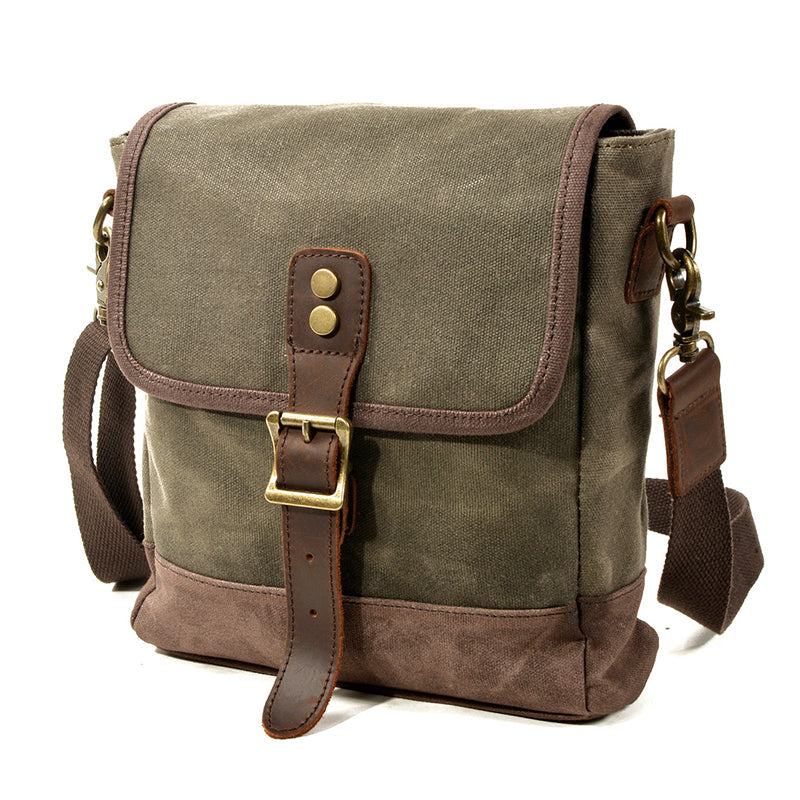 Men's Waxed Canvas & Leather Messenger Bag