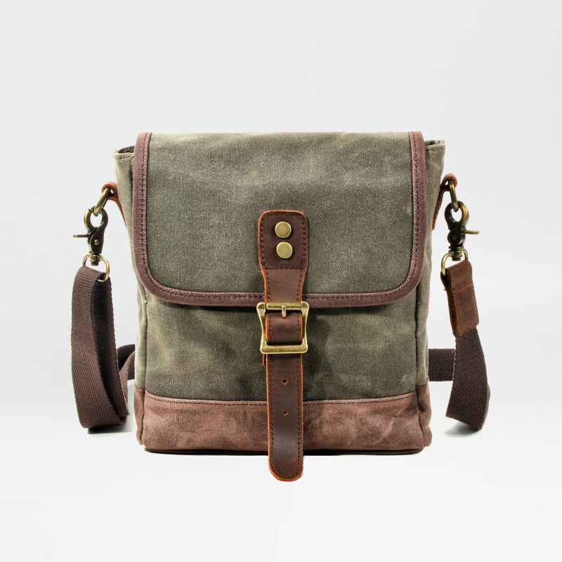 Men's Waxed Canvas & Leather Messenger Bag