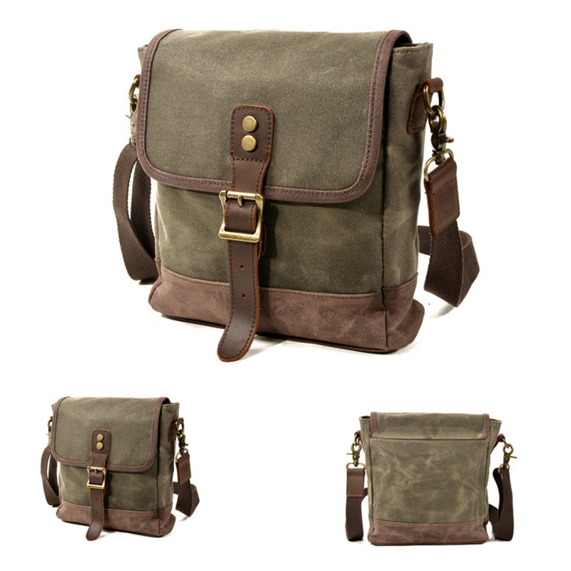 Men's Waxed Canvas & Leather Messenger Bag