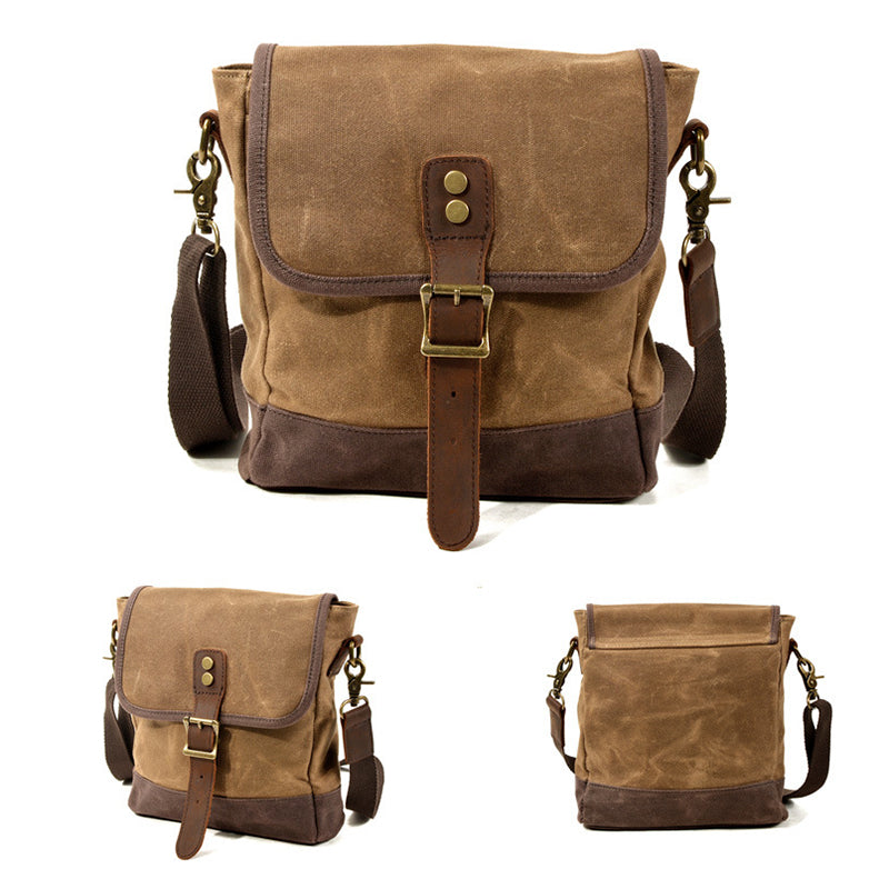 Men's Waxed Canvas & Leather Messenger Bag