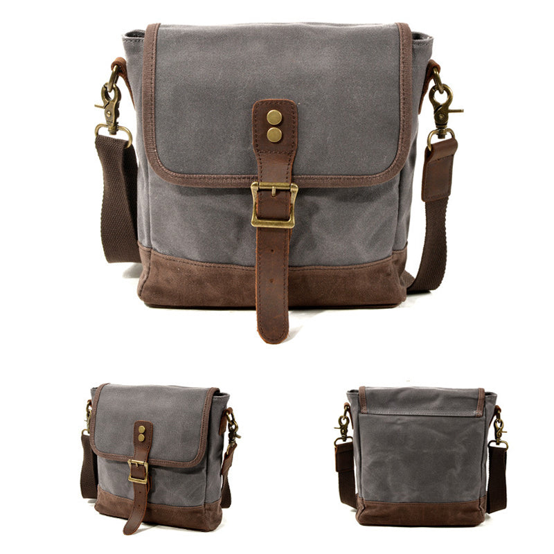 Men's Waxed Canvas & Leather Messenger Bag