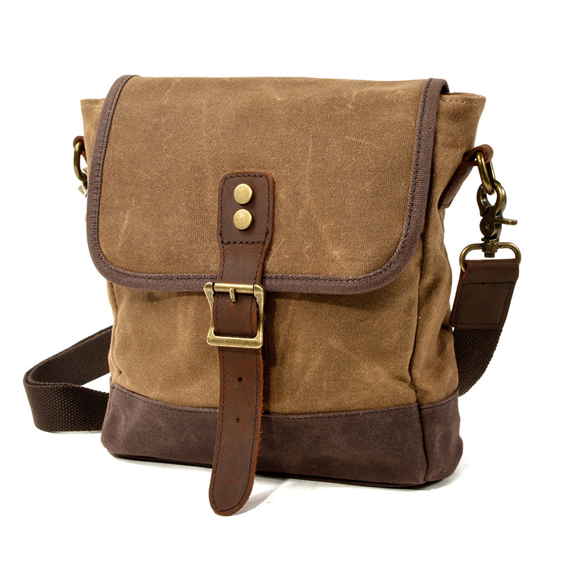 Men's Waxed Canvas & Leather Messenger Bag