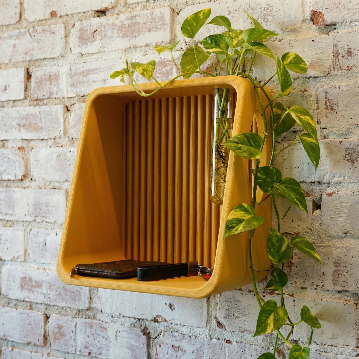 Modern Ribbed Floating Wall Shelf