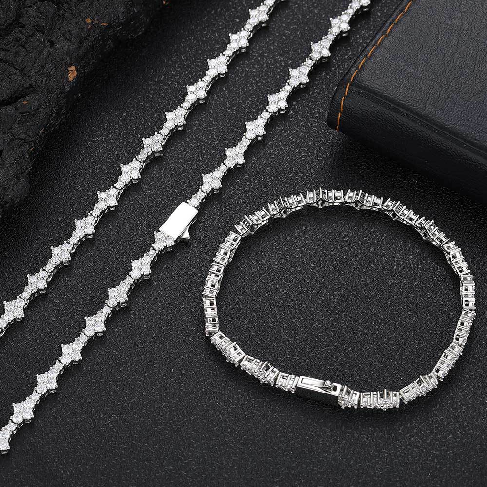 Geometric CZ Tennis Bracelet | Gold or White Gold