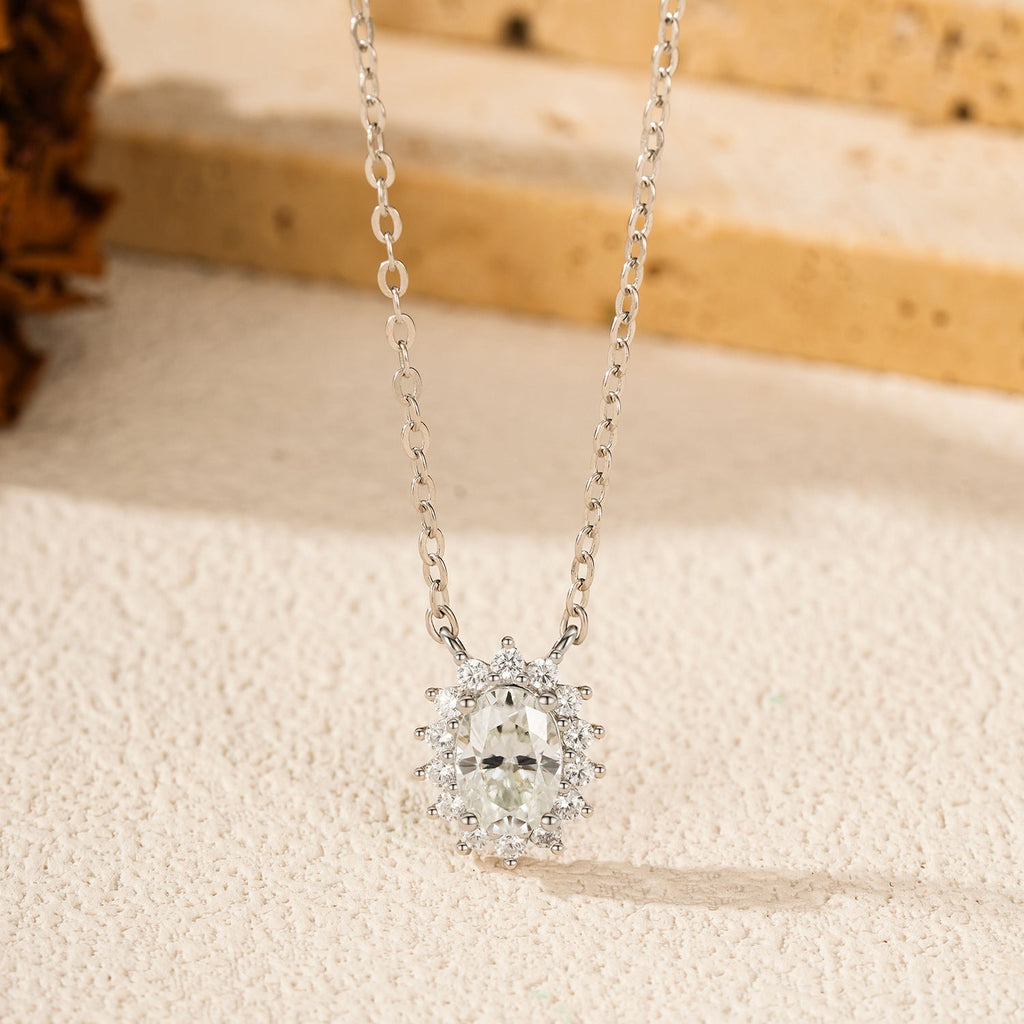 Floral Moissanite Pendant Necklace | Sterling Silver
