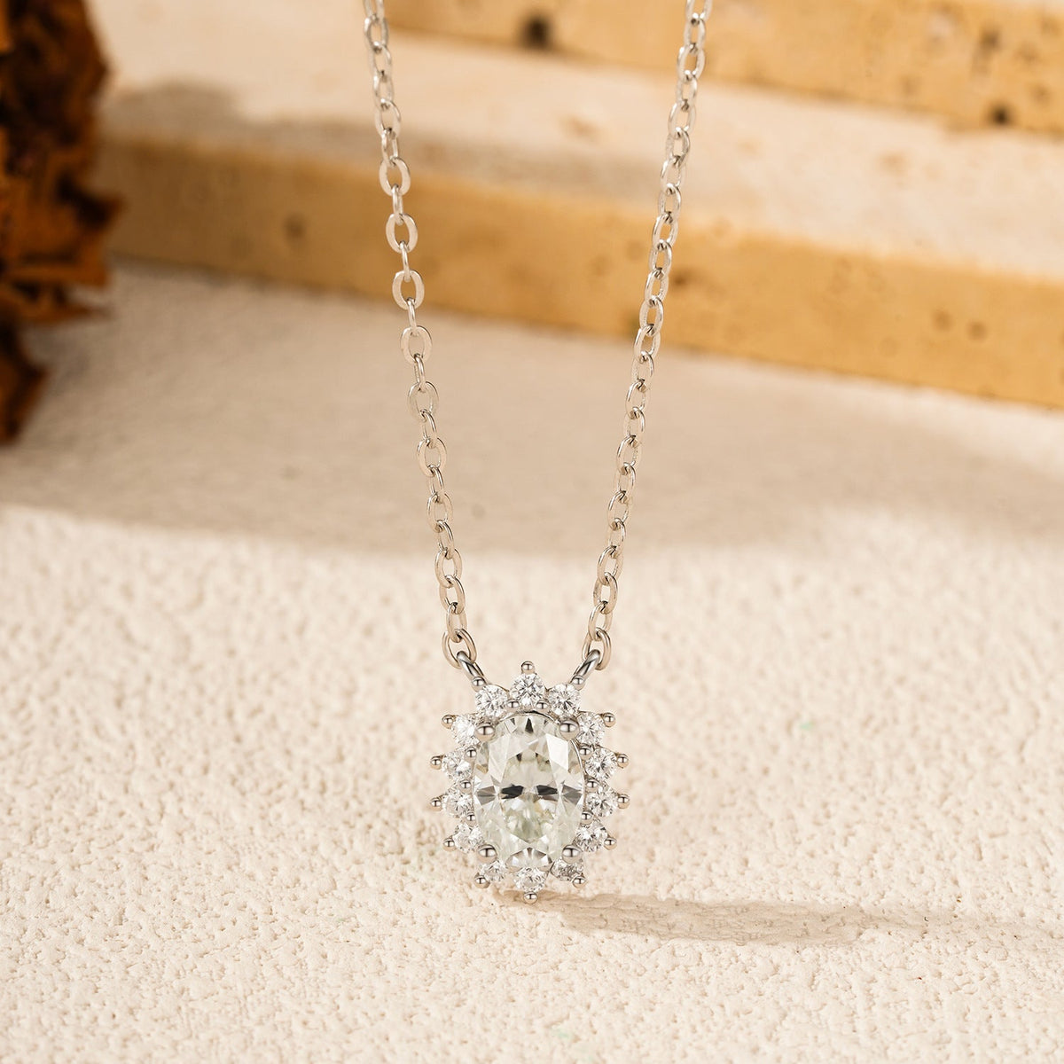 Floral Moissanite Pendant Necklace | Sterling Silver
