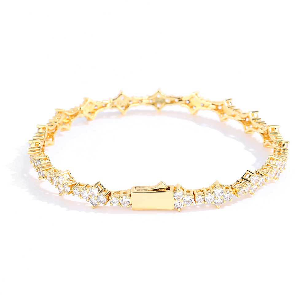 Geometric CZ Tennis Bracelet | Gold or White Gold