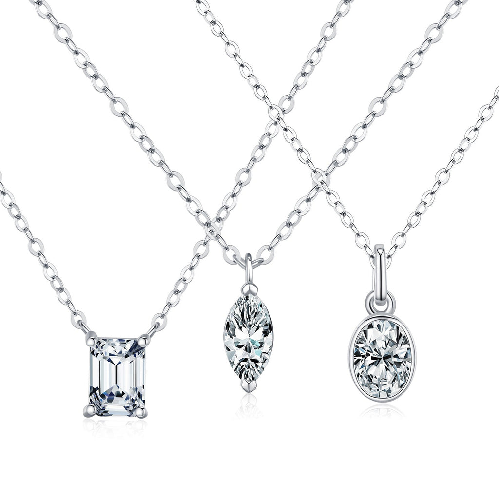 Geometric Moissanite Pendant Necklace | Sterling Silver