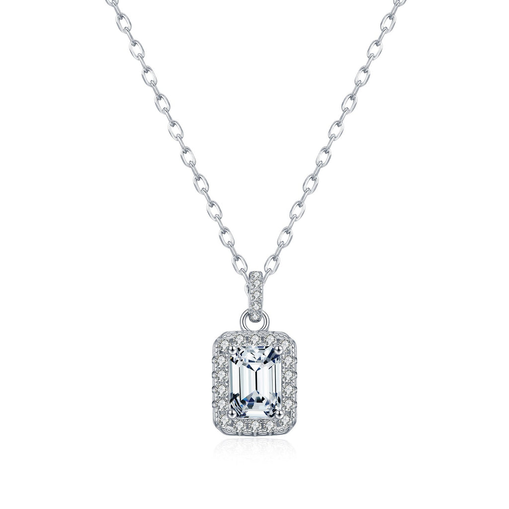 Emerald-Cut Moissanite Pendant Necklace | Sterling Silver