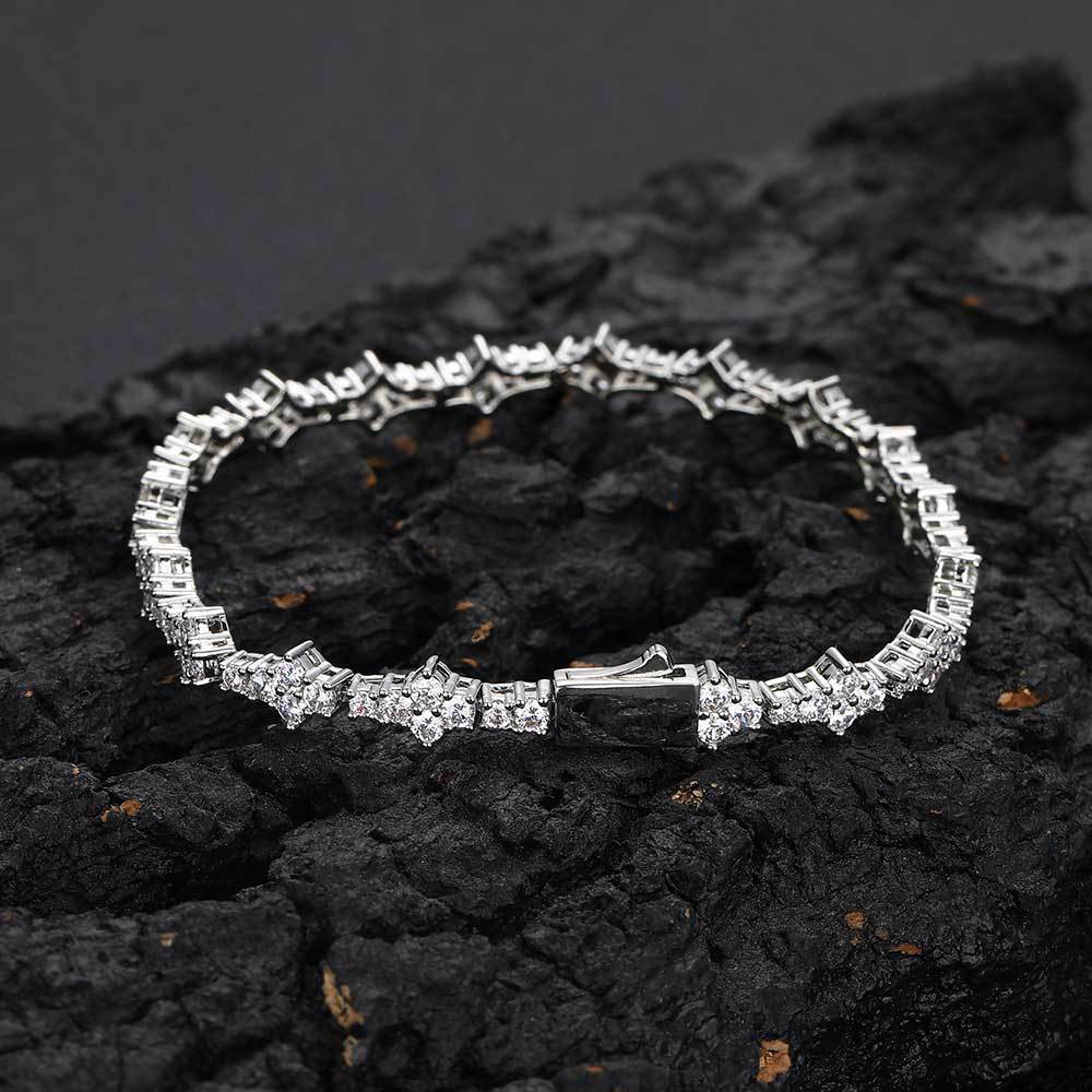 Geometric CZ Tennis Bracelet | Gold or White Gold
