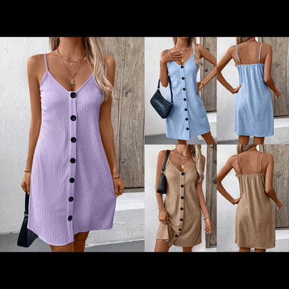 Robe à bretelles unie personnalisée pour femmes