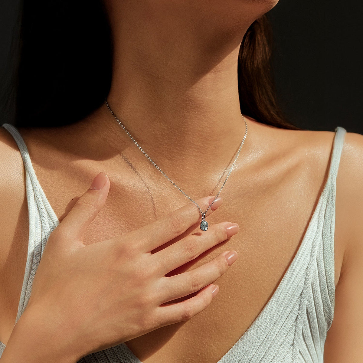 Geometric Moissanite Pendant Necklace | Sterling Silver