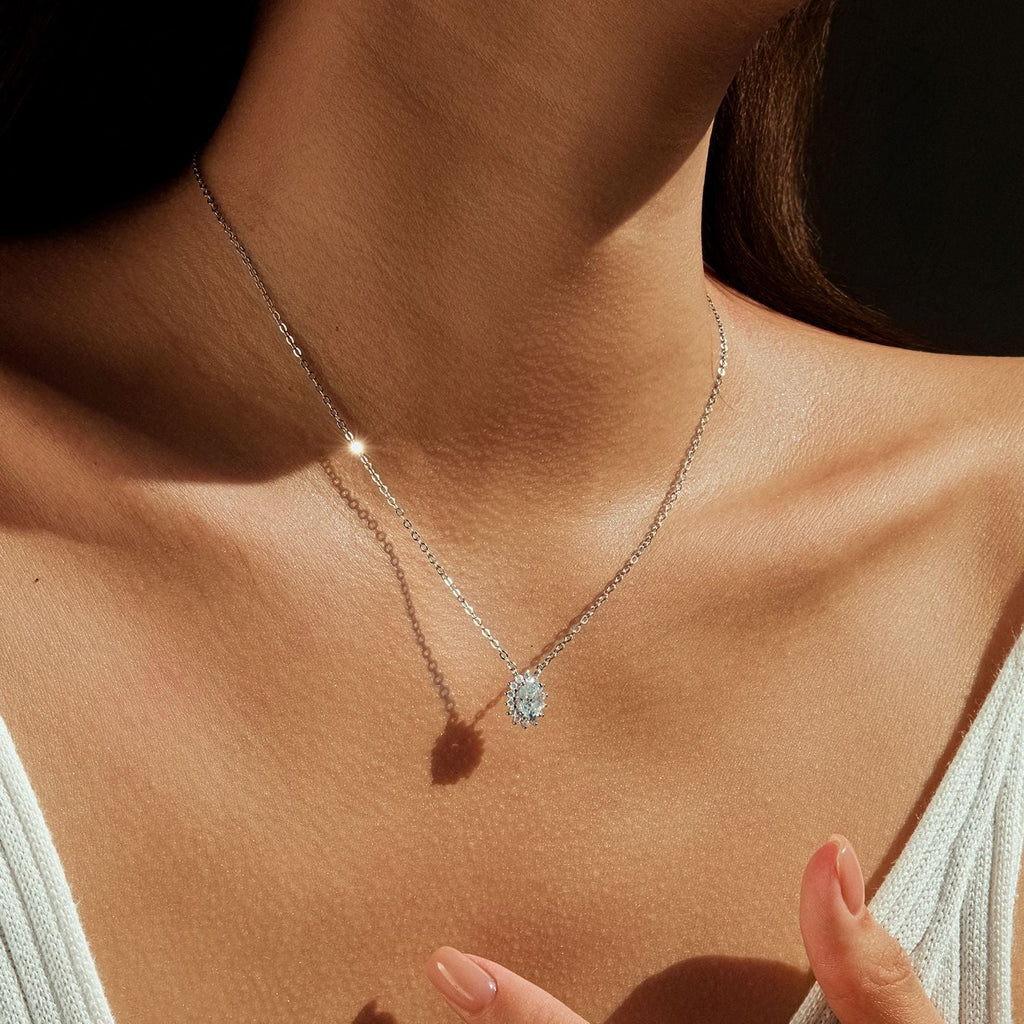 Floral Moissanite Pendant Necklace | Sterling Silver