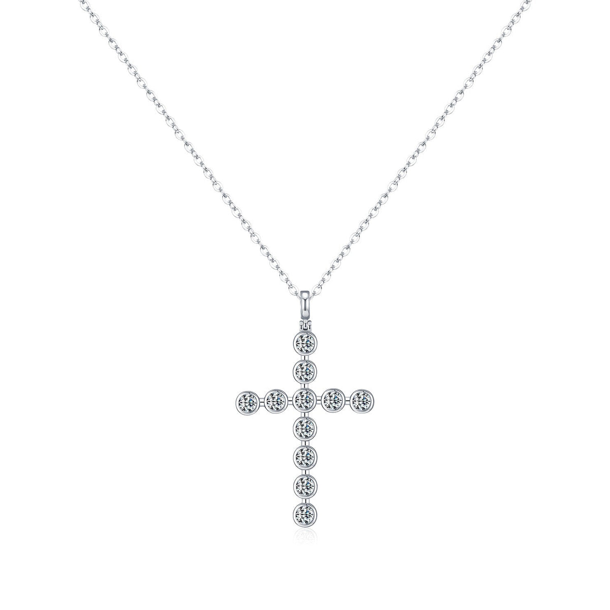 Moissanite Cross Necklace | Sterling Silver
