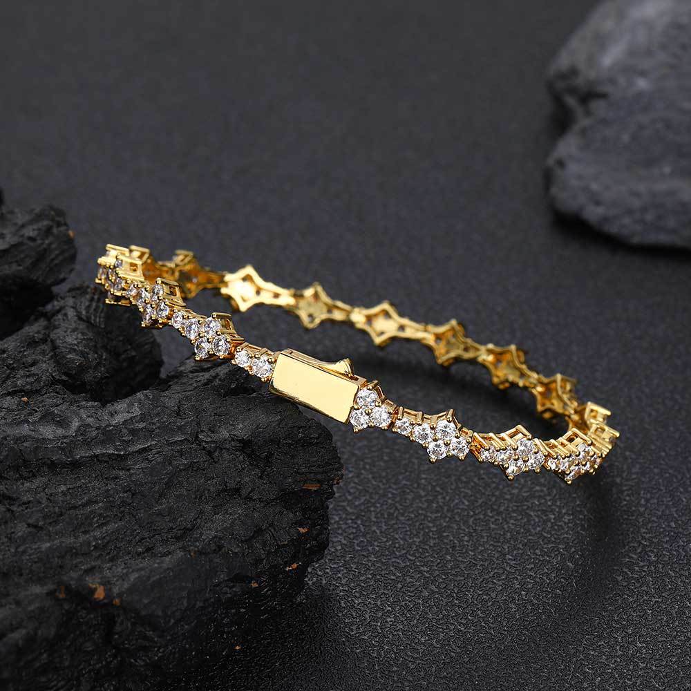 Geometric CZ Tennis Bracelet | Gold or White Gold