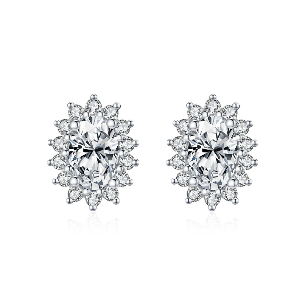 Floral Moissanite Stud Earrings | Sterling Silver