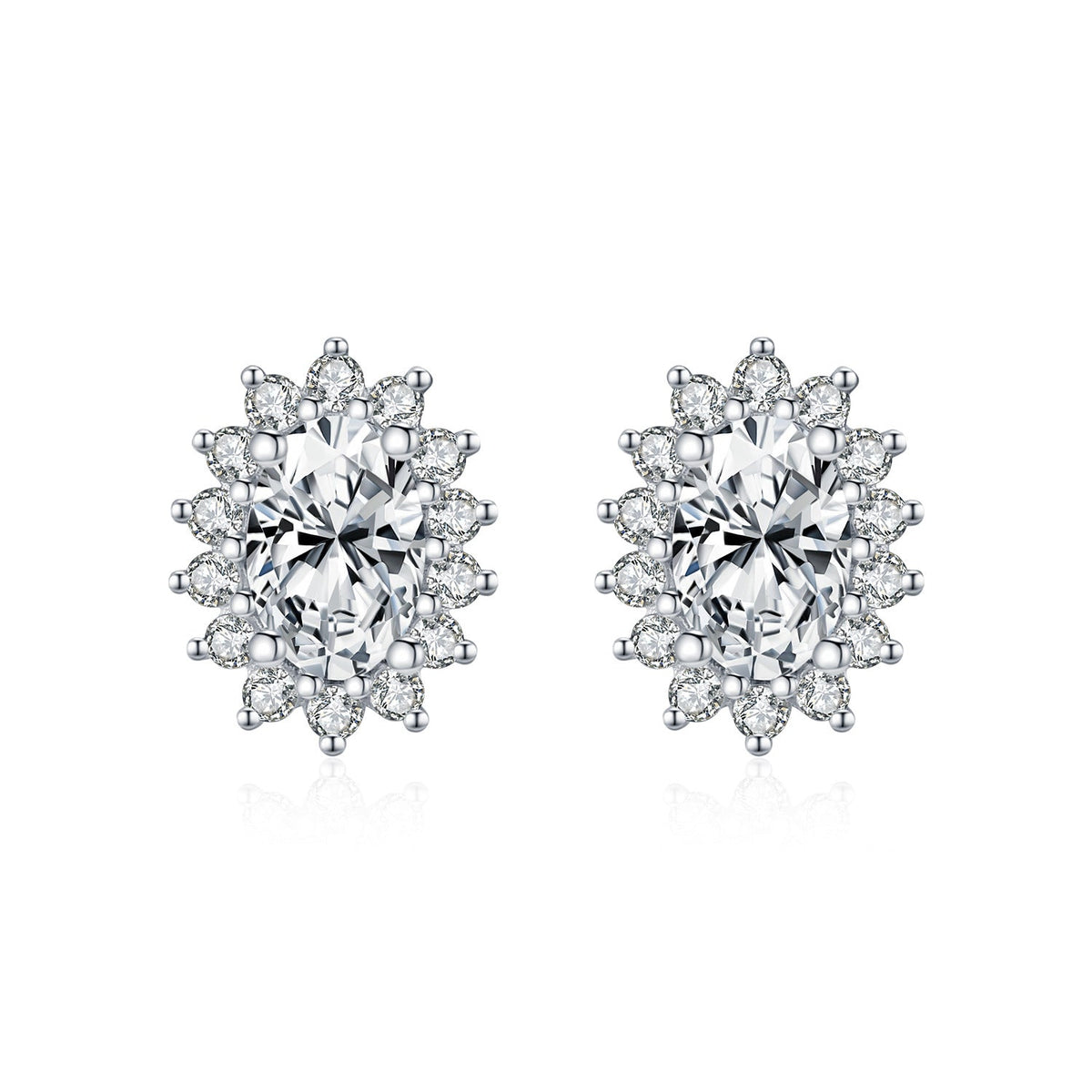 Floral Moissanite Stud Earrings | Sterling Silver