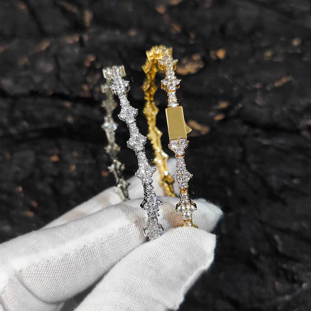Geometric CZ Tennis Bracelet | Gold or White Gold