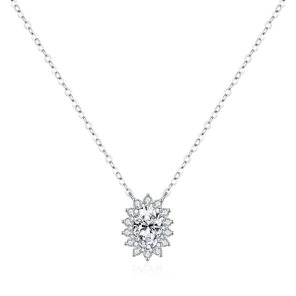Floral Moissanite Pendant Necklace | Sterling Silver