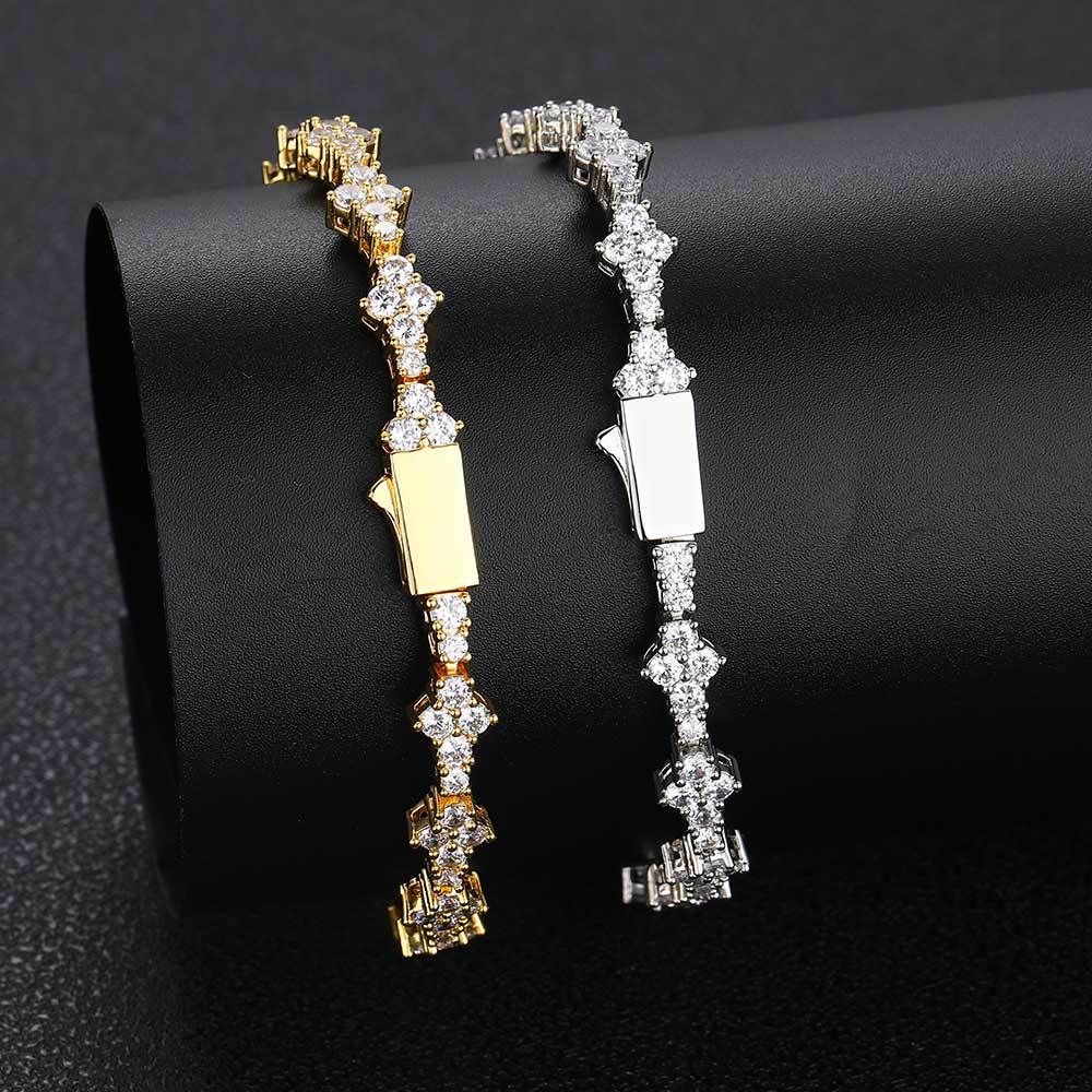 Geometric CZ Tennis Bracelet | Gold or White Gold