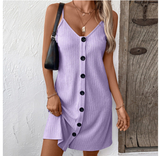 Robe à bretelles unie personnalisée pour femmes