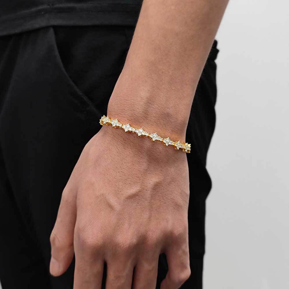 Geometric CZ Tennis Bracelet | Gold or White Gold