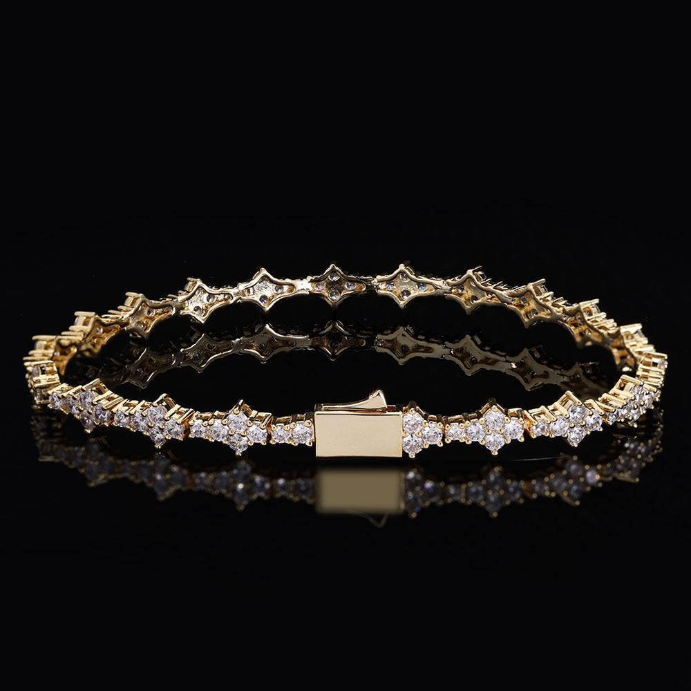 Geometric CZ Tennis Bracelet | Gold or White Gold