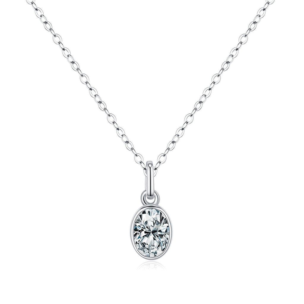 Oval Moissanite Pendant Necklace | Sterling Silver
