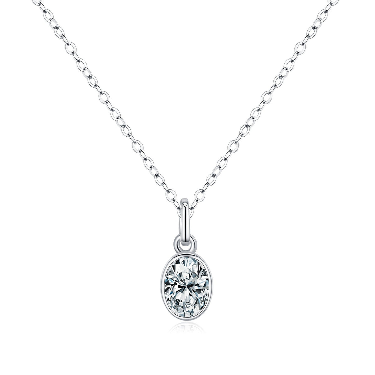 Oval Moissanite Pendant Necklace | Sterling Silver