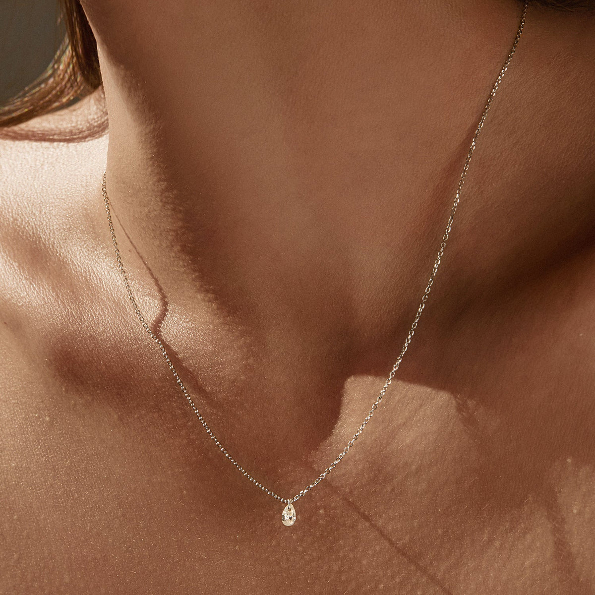 Teardrop Moissanite Pendant Necklace | Sterling Silver