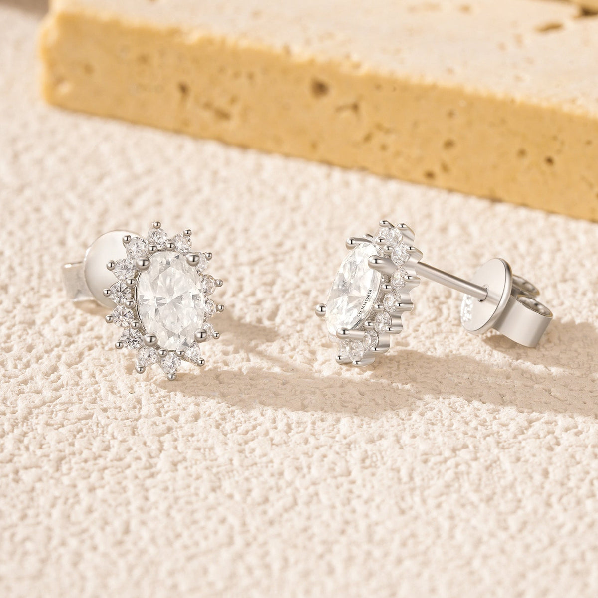 Floral Moissanite Stud Earrings | Sterling Silver