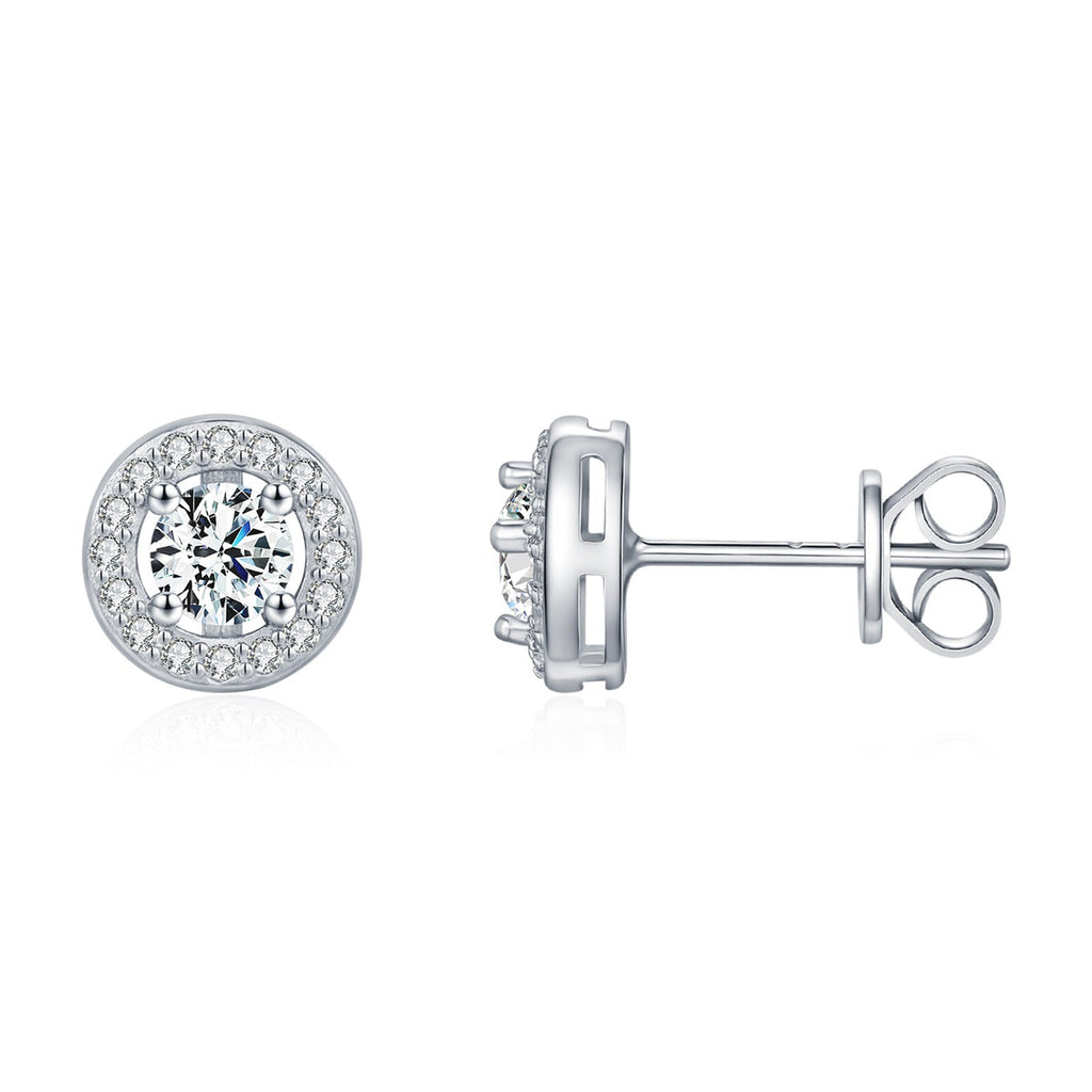 Round Moissanite Stud Earrings | Sterling Silver