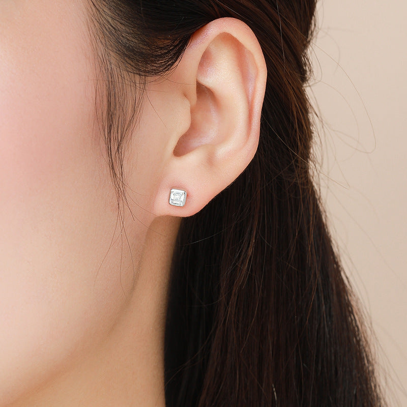 Square CZ Stud Earrings | Sterling Silver