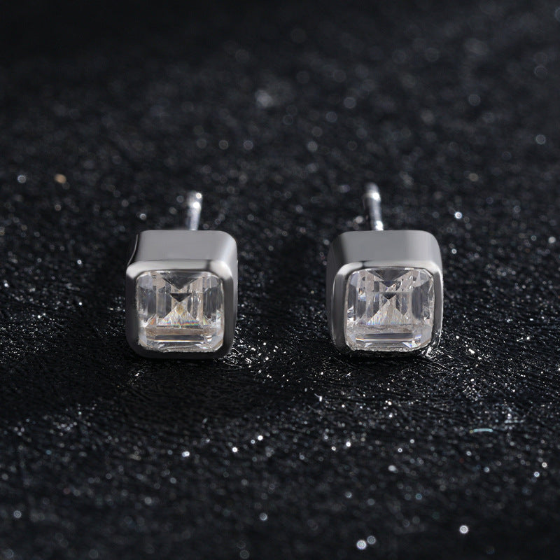 Square CZ Stud Earrings | Sterling Silver