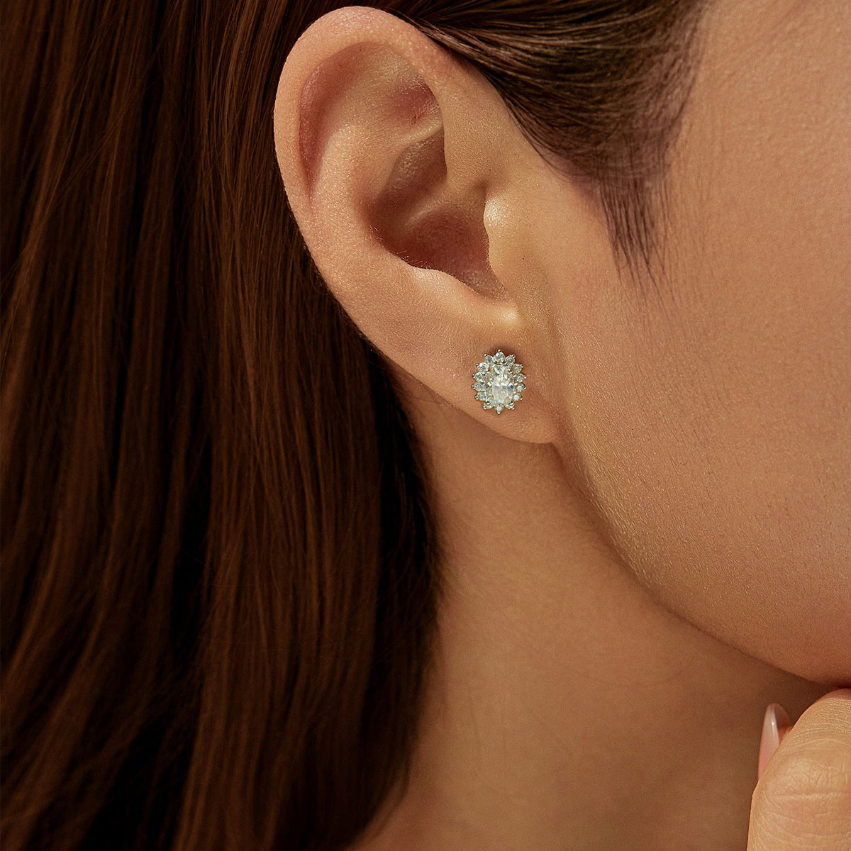 Floral Moissanite Stud Earrings | Sterling Silver