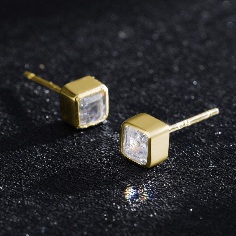 Square CZ Stud Earrings | Sterling Silver