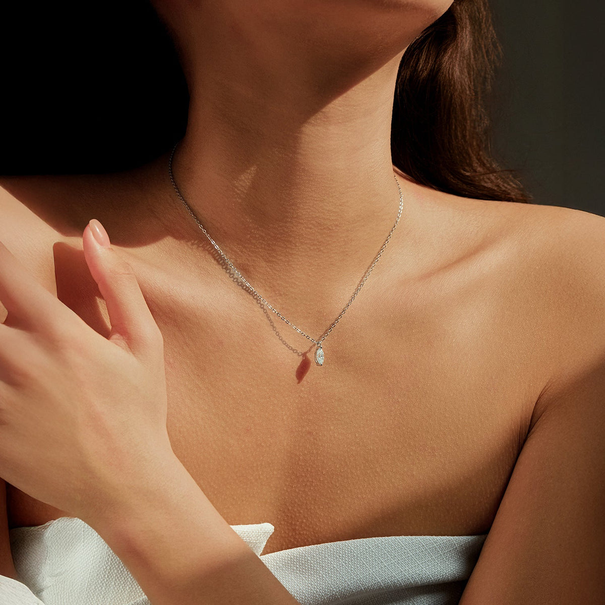 Geometric Moissanite Pendant Necklace | Sterling Silver