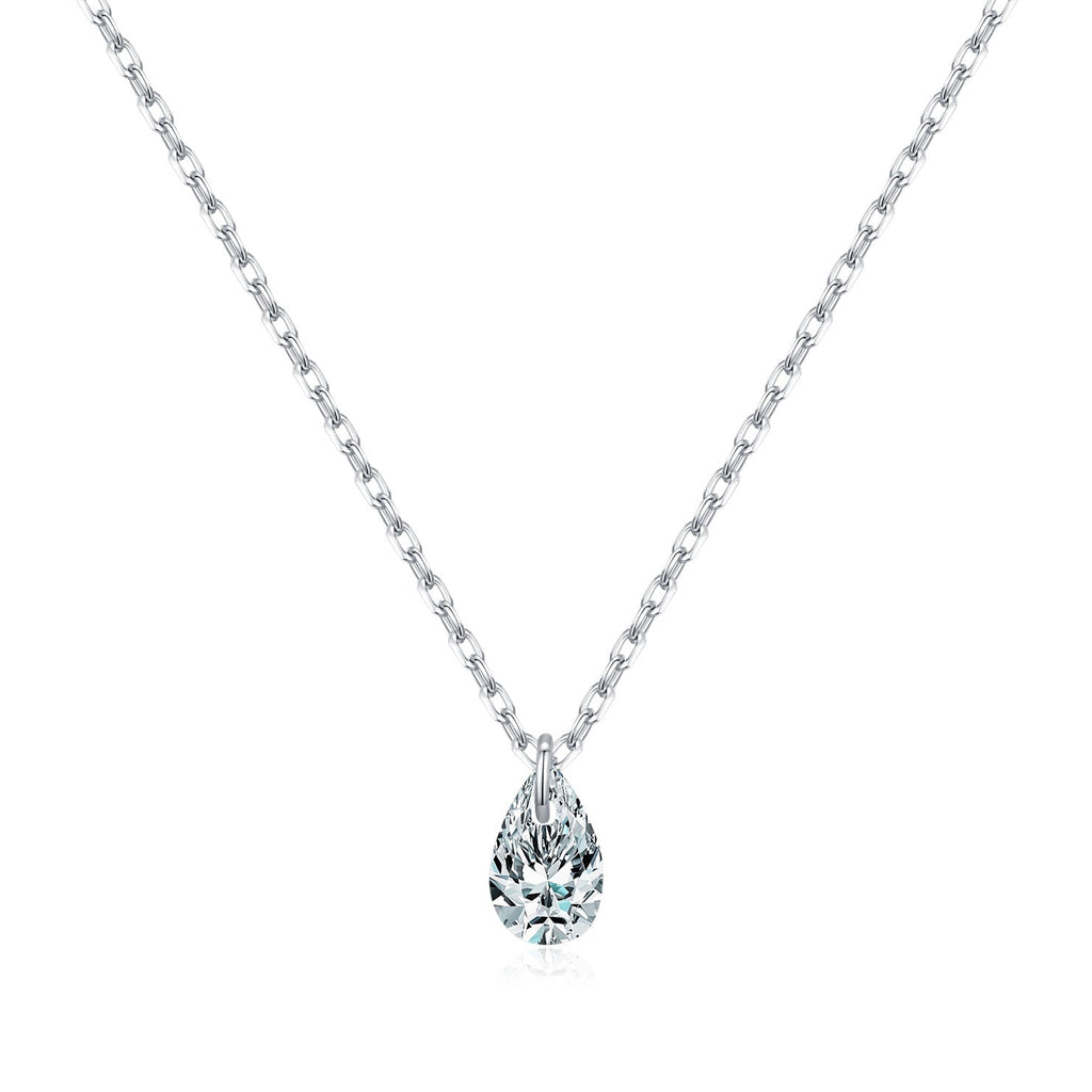 Teardrop Moissanite Pendant Necklace | Sterling Silver