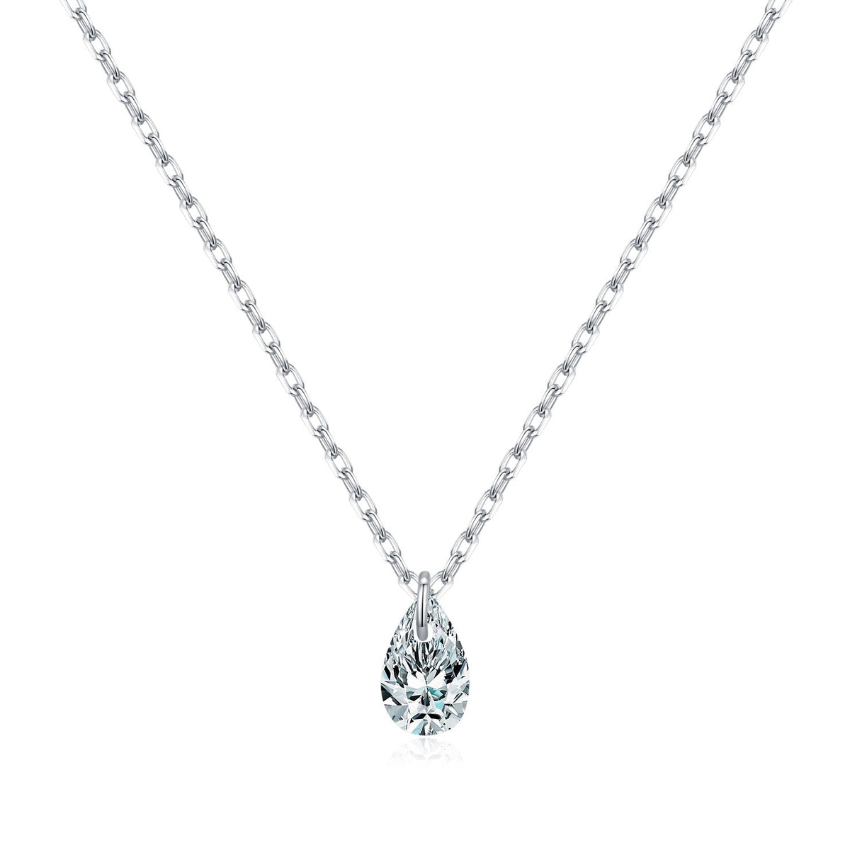 Teardrop Moissanite Pendant Necklace | Sterling Silver