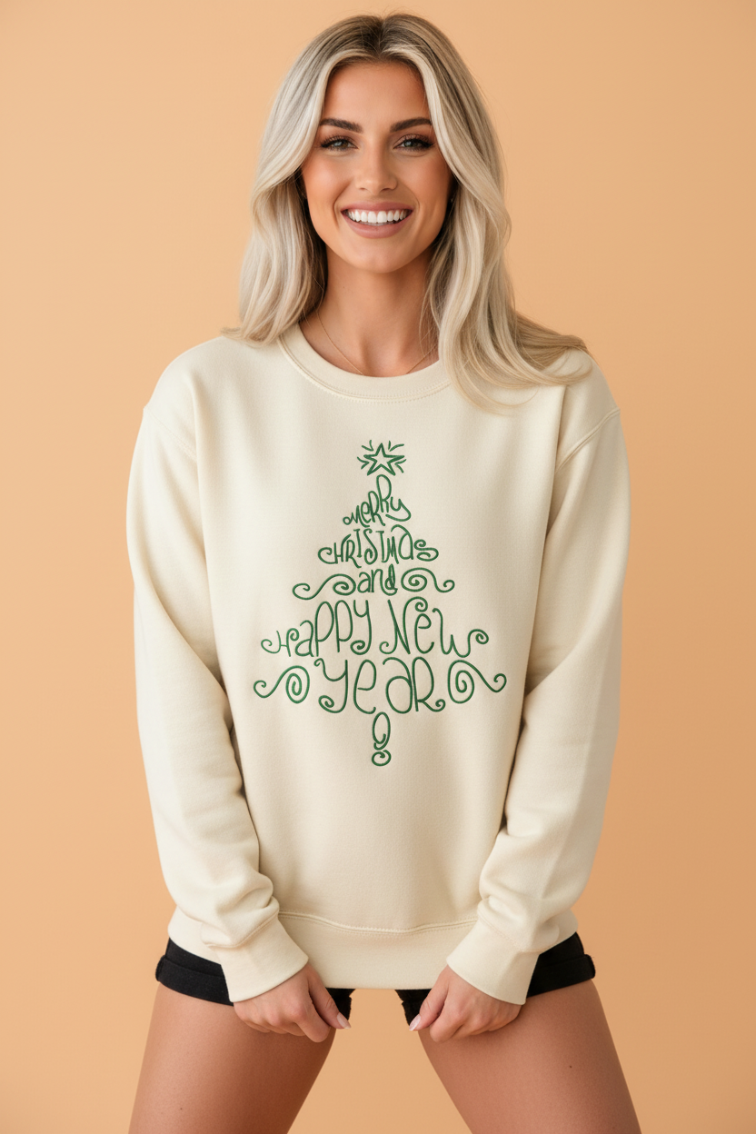 Merry Christmas and Happy New Year embroidered sweatshirt
