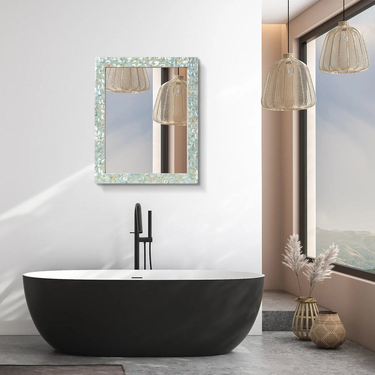 Mother of Pearl Green Wall Mirror | 7 Sizes | Made to Order