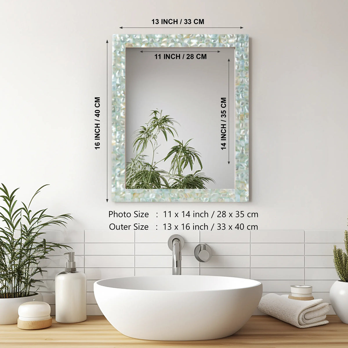 Mother of Pearl Green Wall Mirror | 7 Sizes | Made to Order