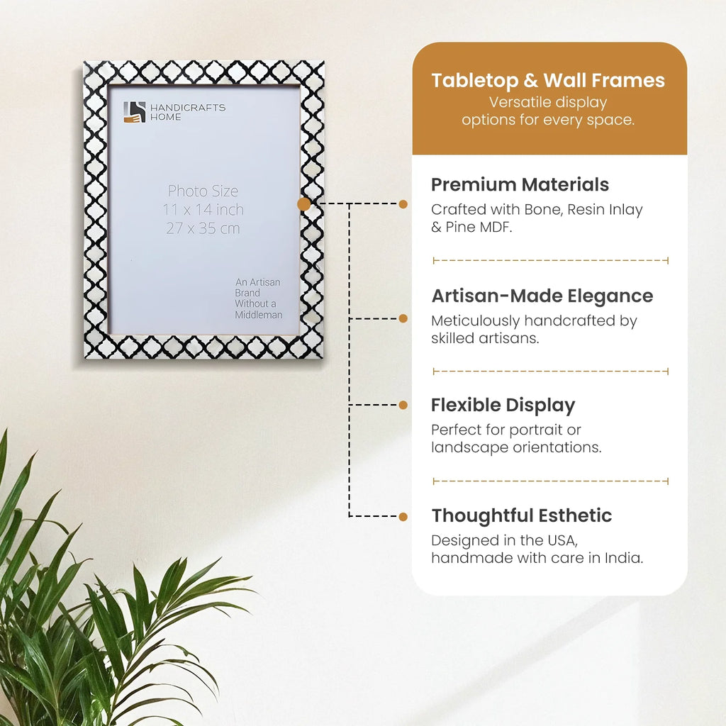 Moroccan Black Bone Inlay Poster Frame | Multiple Sizes