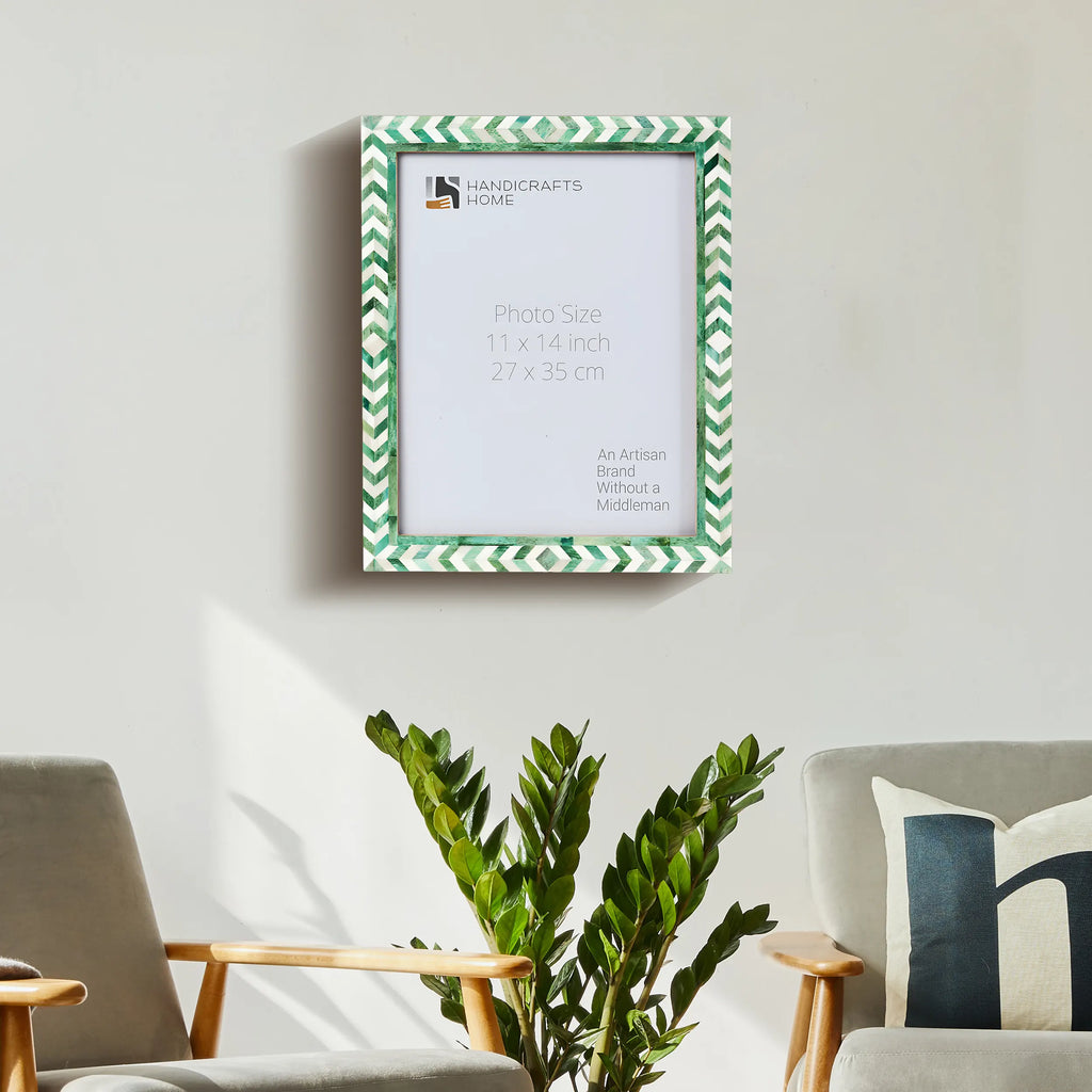 Taj Pattern Green Bone Inlay Poster Frame | Multiple Sizes