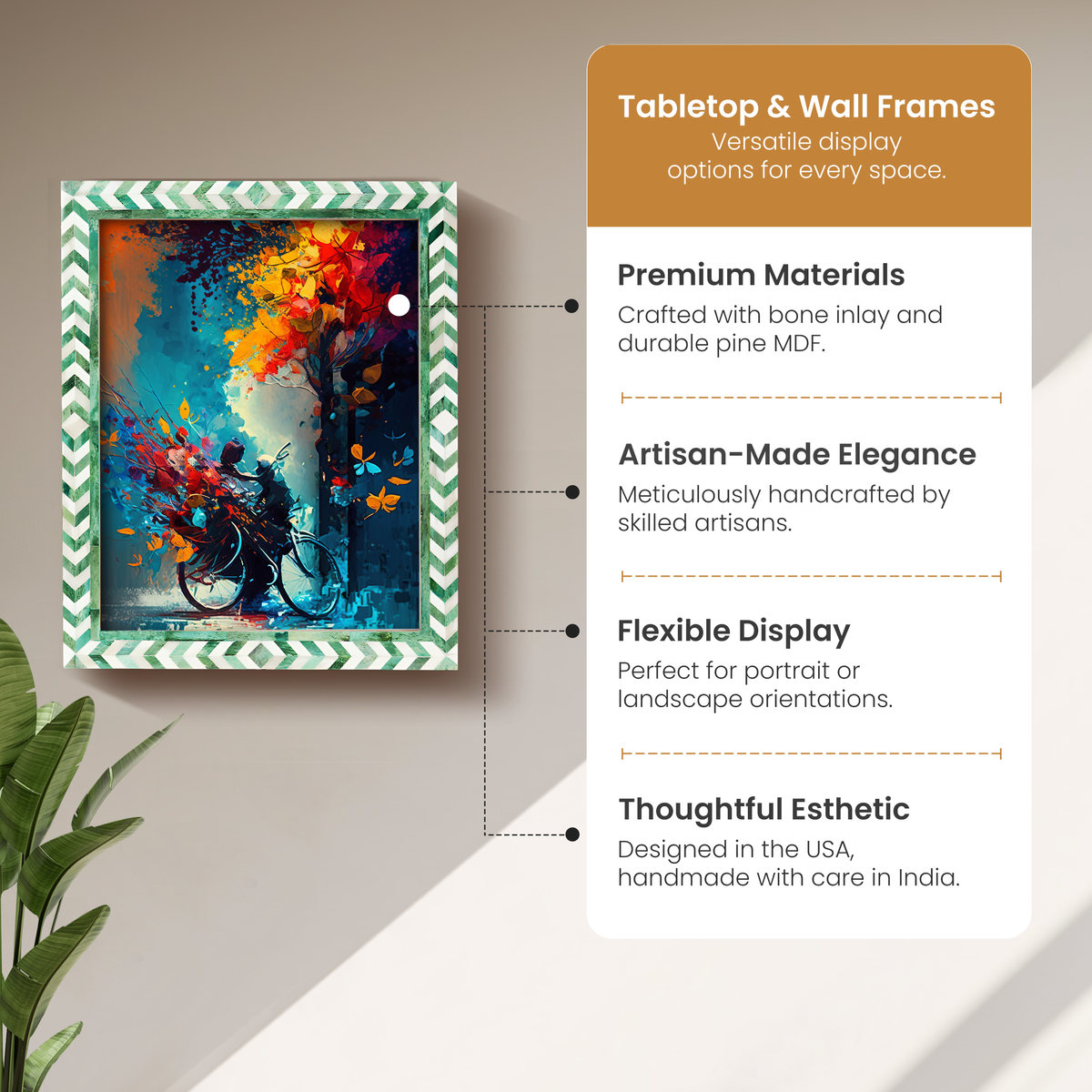 Taj Pattern Green Bone Inlay Poster Frame | Multiple Sizes
